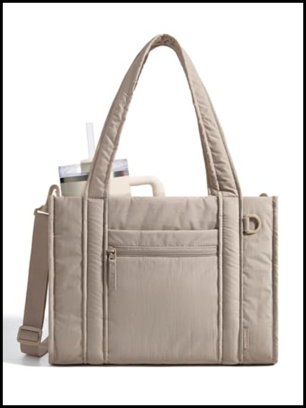 Quilted Puffy Tote Bag Crossbody Work Bag with Laptop Compartment Zipper